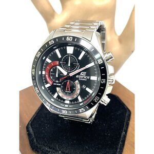 Casio Men's Watch EFV620D Edifice Quartz Black Dial Silver Steel 5579 48mm